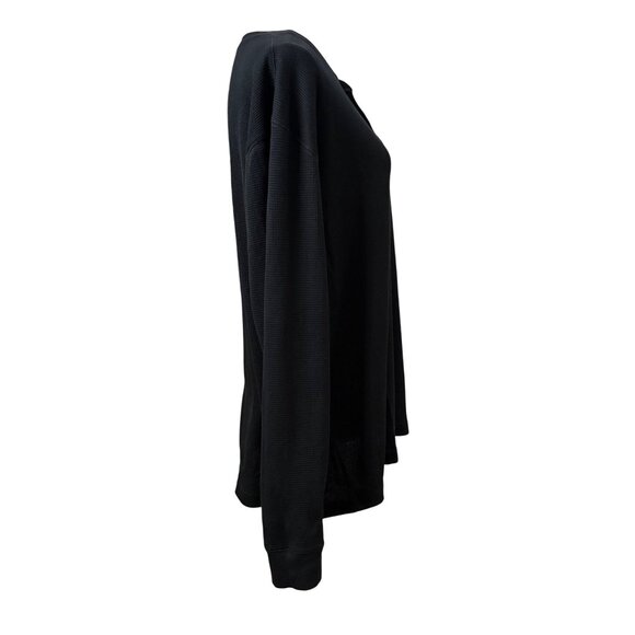 Old Navy Mens Button Front Black Waffle-Knit Long-Sleeve Henley Shirt Size XXL - Picture 4 of 8